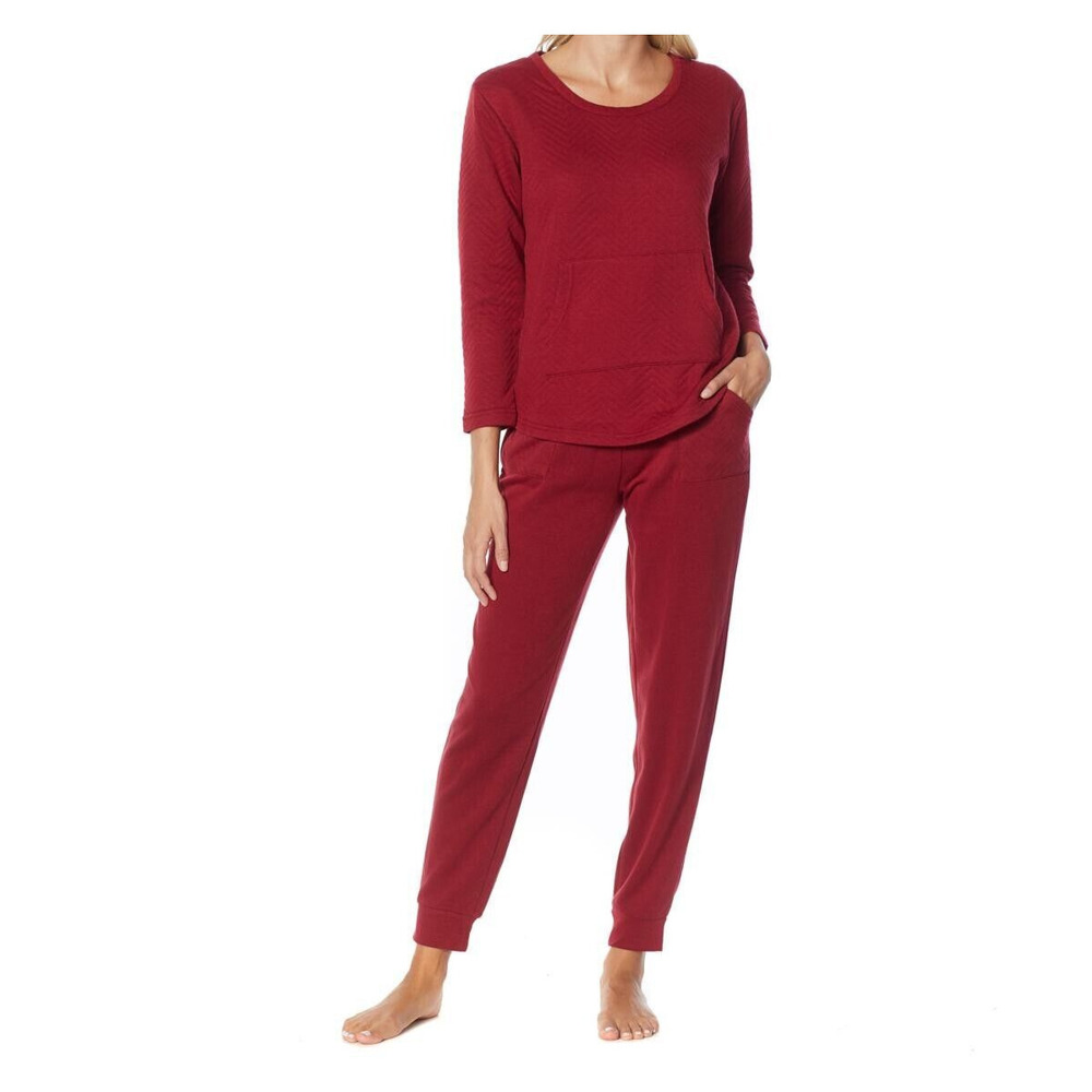Beautyrest Women's 2-Pieces Loungewear Set with Pockets Wine Red X-Large Size